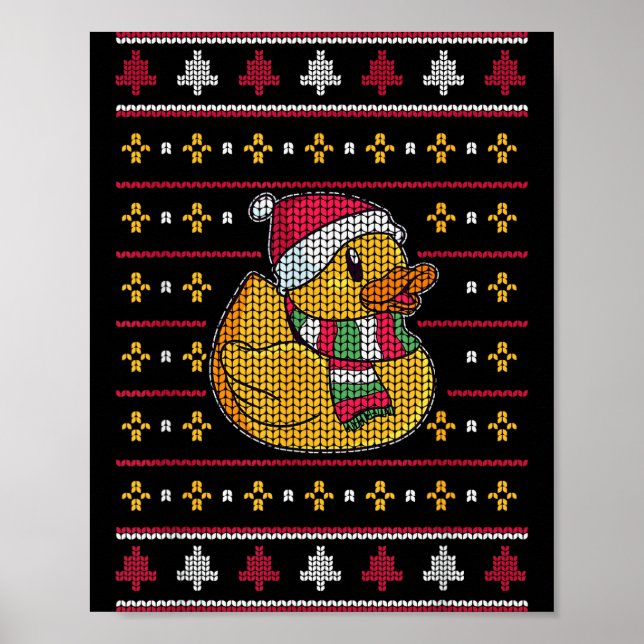Póster Cute Rubber Duckie Duck Christmas Santa Clause  (Frente)