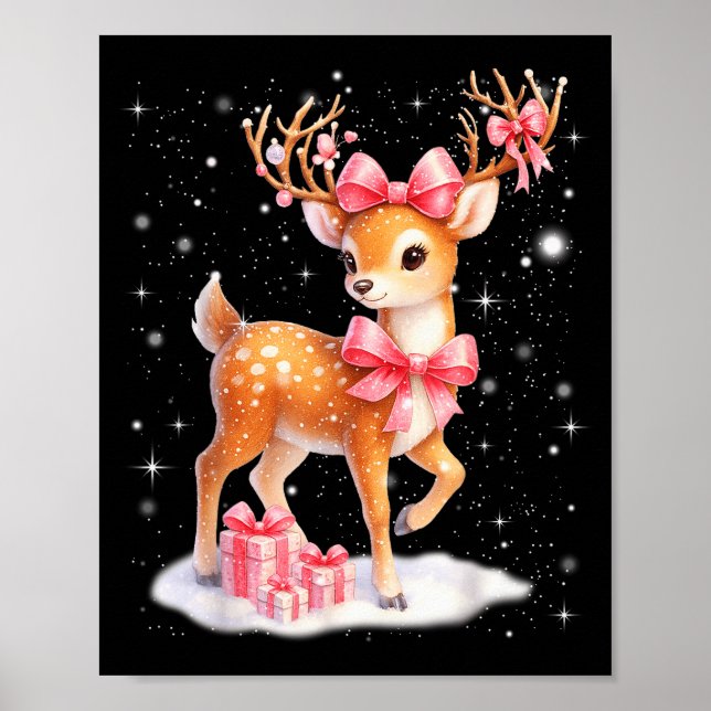 Póster Cute Rudolph Nk Coquette Pajamas Christmas Xmas Gi (Frente)
