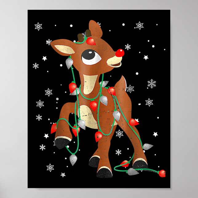 Póster Cute Rudolph The Red Nose Reindeer For Kids Christ (Frente)