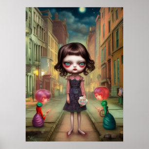 Póster Cute Sad perdió chica en la ciudad