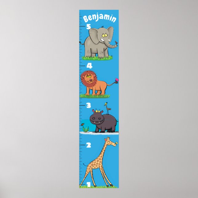 Póster Cute safari animals cartoon growth chart (Frente)