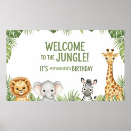Póster Cute Safari Baby Animals Welcome Birthday Poster