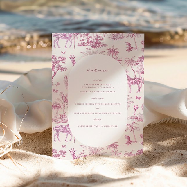 Póster Cute Safari Toile de Jouy | Baby Shower rosa (Subido por el creador)