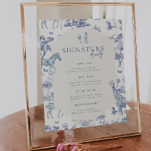 Cute Safari Toile de Jouy | Bebé Azul para Bebida 
