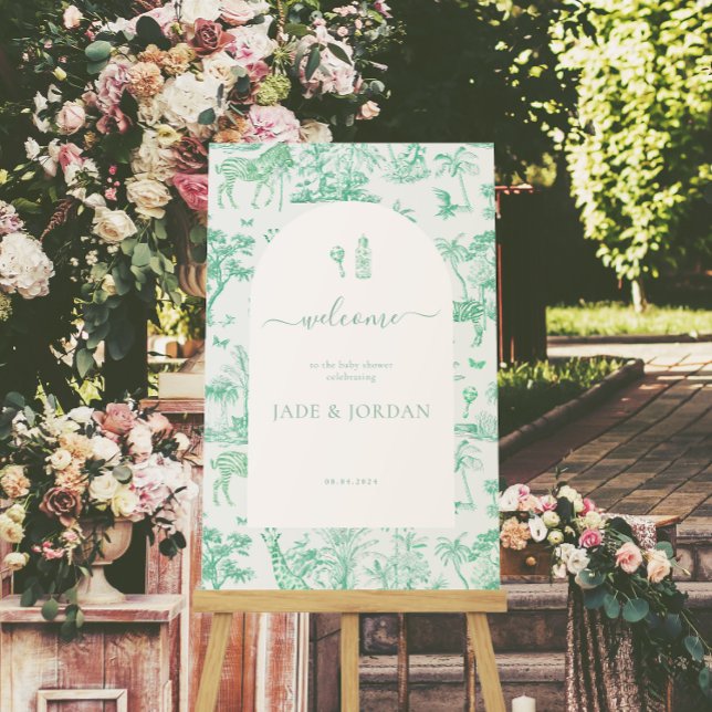 Póster Cute Safari Toile de Jouy | Mint Baby Shower (Subido por el creador)