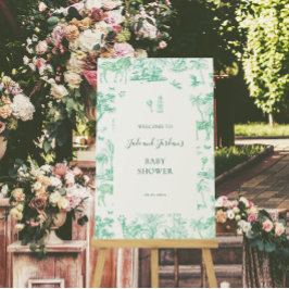 Póster Cute Safari Toile de Jouy | Mint Baby Shower