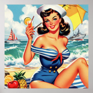 Póster Cute Sailor Pin-up