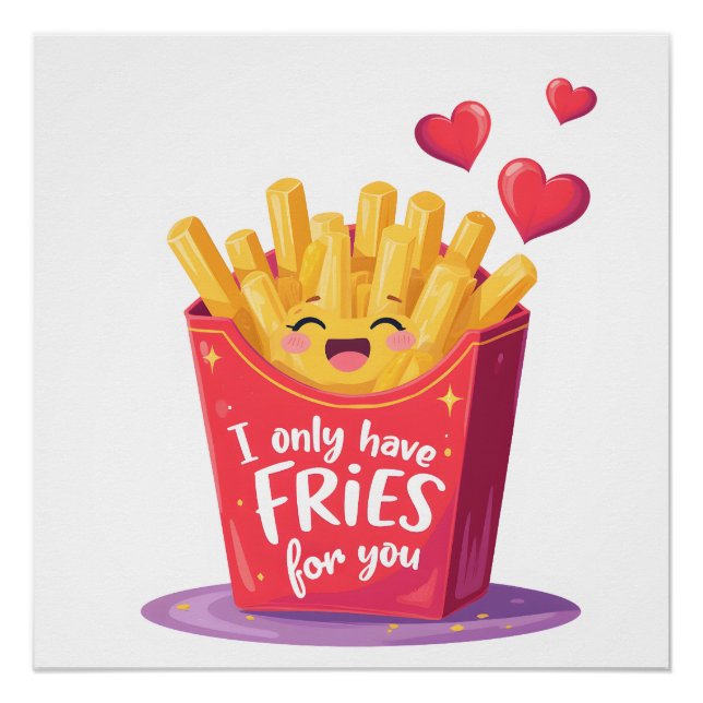 Póster Cute San Valentín Pun de Papas Fritas Francesas (Anverso)