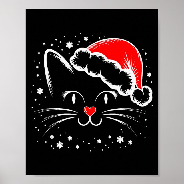 Póster Cute Santa Cat Lover Christmas Men Women Kids  (Frente)