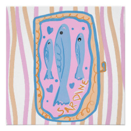 Póster Cute Sardine Art