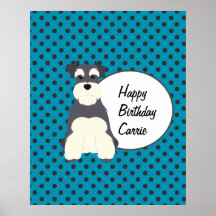 Cute Schnauzer and Polka Dots Cumpleaños