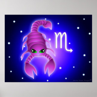 Póster Cute Scorpio Zodiac