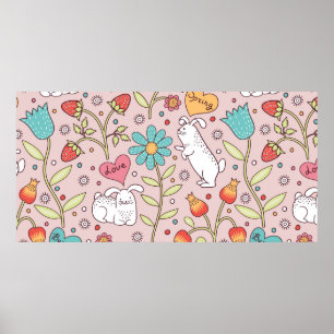 Póster Cute seamless pattern with bunnies