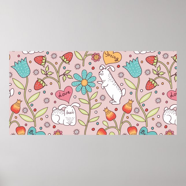 Póster Cute seamless pattern with bunnies (Frente)