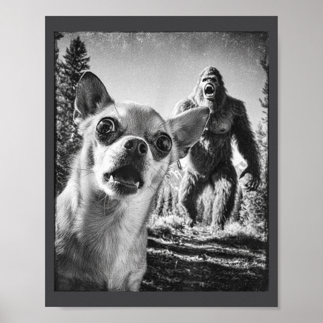 Póster Cute Selfie Cryptid Chihuahua Humor Sasquatch Bigf (Frente)