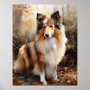 Póster Cute Shetland Sheepdog Dog Art Print Poster
