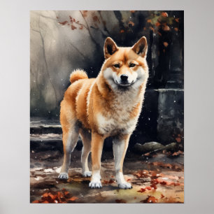 Póster Cute Shiba Inu Dog Art Print Poster