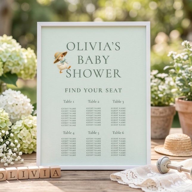 Póster Cute Silly Goose 6 Table Seating Chart Baby Shower (Subido por el creador)