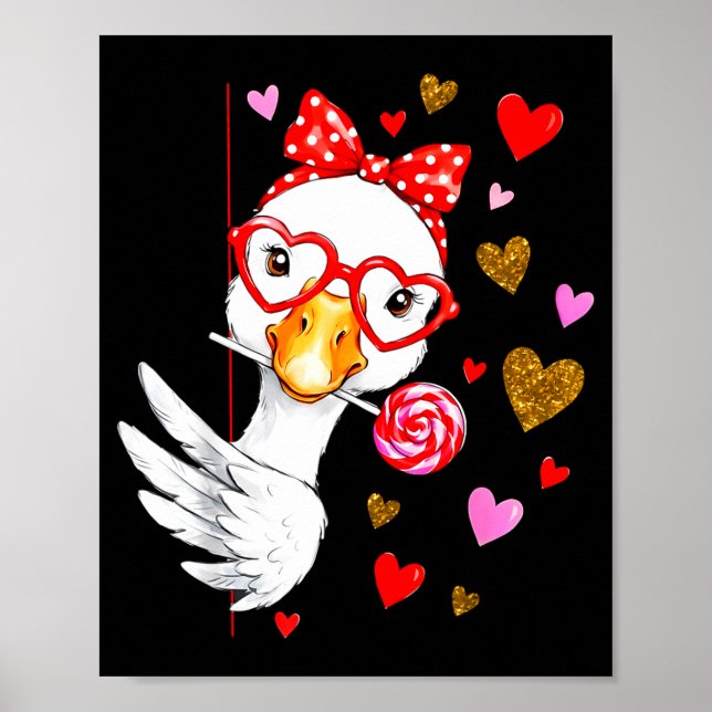 Póster Cute Silly Goose Coquette Bow Valentine's Day Men  (Frente)