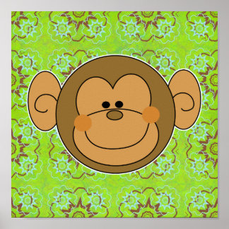 Póster Cute Silly Monkey Face