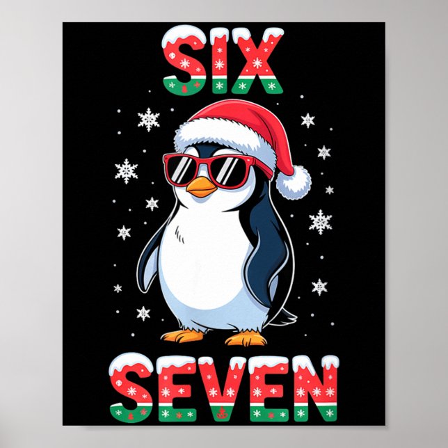 Póster Cute Six Seven 67 Penguin Kids Christmas Holiday  (Frente)