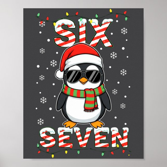 Póster Cute Six Seven 67 Penguin Kids Christmas Holiday L (Frente)