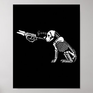 Póster Cute Skeleton Hand Boop Dog Funny Halloween 1