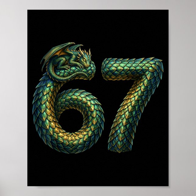 Póster Cute Sleeng Dragon 67 Cool Six-seven Funny Six Sev (Frente)