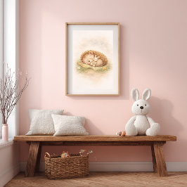 Póster Cute Sleeping Hedgehog Neutral Kids Room