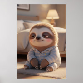 Póster Cute Sleepy Sloth Pajamas Art Poster