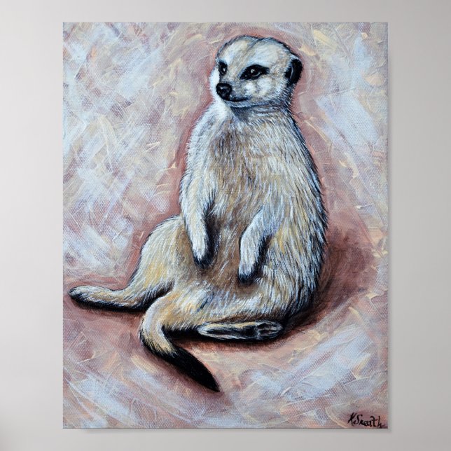 Póster Cute Slouchy Meerkat Pintura (Frente)