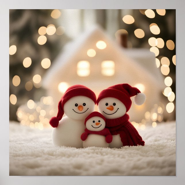 Póster Cute Snowman Family Winter Christmas (Frente)