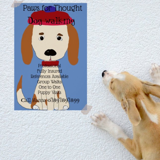 Póster Cute Spaniel Dog Walking Grooming Business (Subido por el creador)