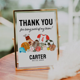 Póster Cute Sports Balls Niños Cumpleaños Gracias