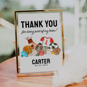 Póster Cute Sports Balls Niños Cumpleaños Gracias