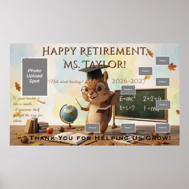 Póster Cute Squirrel Teacher Retirement Poster 2026 (Frente)