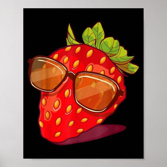 Póster Cute Strawberry Fruit Lover Aesthetic Summer Gift  (Frente)