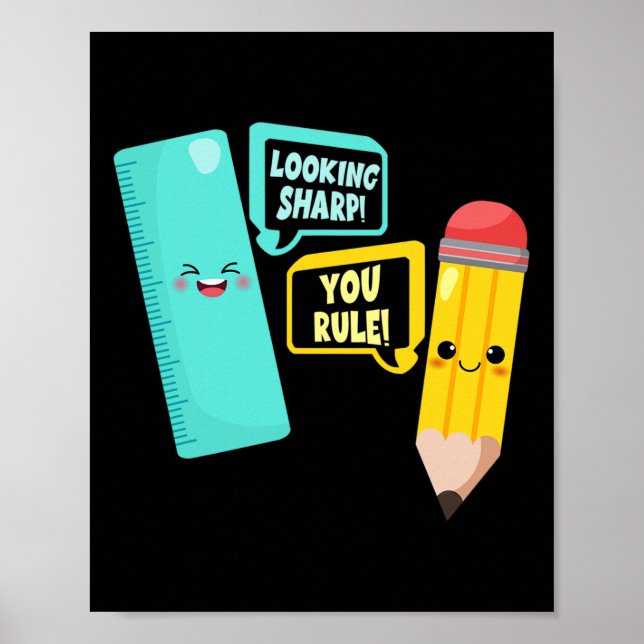 Póster Cute Suministros Escolares De Kawaii Trae Bienveni (Frente)