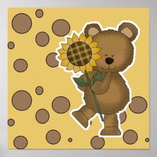 Póster Cute Sunflower Teddy Bear