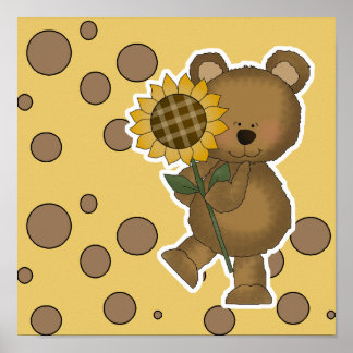 Póster Cute Sunflower Teddy Bear
