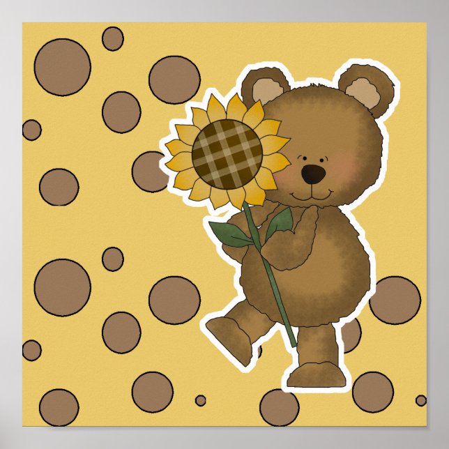 Póster Cute Sunflower Teddy Bear (Frente)