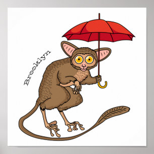 Póster Cute Tarsier con ilustracion personalizado paragua
