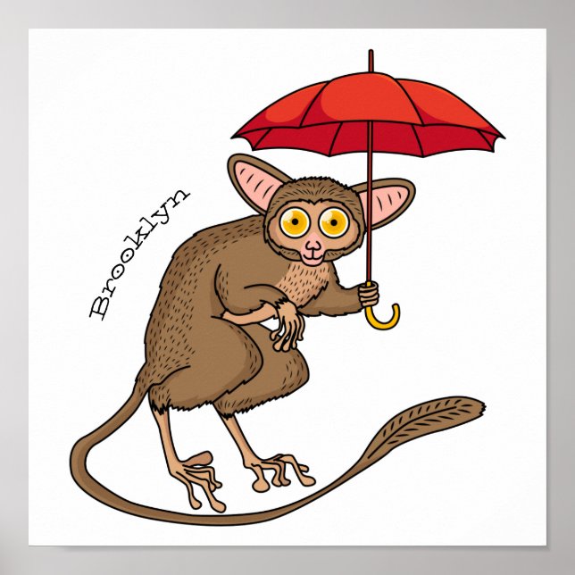Póster Cute Tarsier con ilustracion personalizado paragua (Frente)