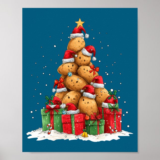 Póster Cute Tato Le Christmas Tree Xmas Hat Long Sleeve  (Frente)