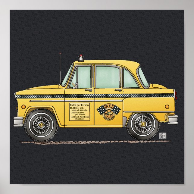 Póster Cute Taxi Cab (Frente)