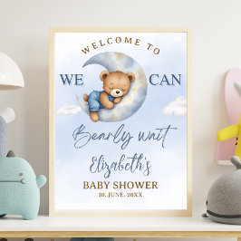Póster Cute Teddy Baby Shower for a Girl