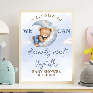 Póster Cute Teddy Baby Shower for a Girl