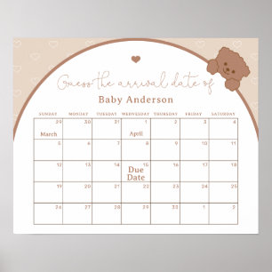 Póster Cute Teddy Bear Adivina la fecha de vencimiento Ca