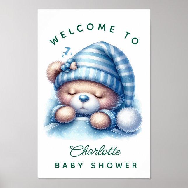 Póster Cute Teddy Bear Baby Shower (Frente)