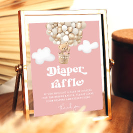 Póster Cute Teddy Bear Balón Bebé Diaper Raffle
